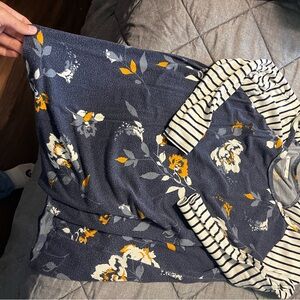 Floral and Striped Long Sleeve Dress